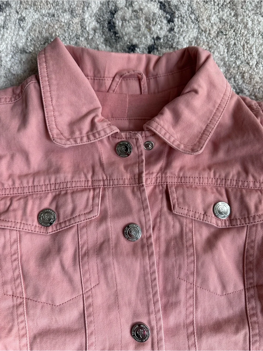 Urban Republic girls size 6X blush pink denim style puff shoulder jacket
